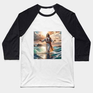 Jesus On Water Baseball T-Shirt